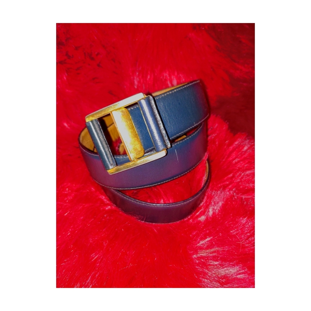 calf finished cowhide belt Navy blue